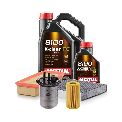 Kit revizie ulei Motul 8100 X-CLEAN FE 5W-30 + filtre Dacia Duster HM 1.5 dCi 115 4x4 114 CP – MANN