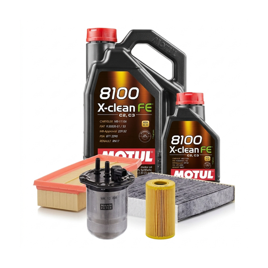 Kit revizie ulei Motul 8100 X-CLEAN FE 5W-30 + filtre Dacia Duster HM 1.5 dCi 115 4x4 114 CP – MANN