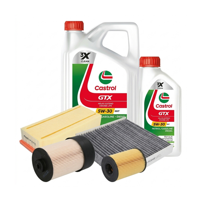 Kit revizie ulei Castrol GTX 5W-30 RN17 + filtre Dacia Duster HM 1.5 dCi 115 4x4 114 CP – PURRO