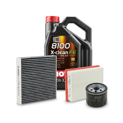 Kit revizie ulei Motul 8100 X-CLEAN FE 5W-30 + filtre Dacia Logan 3 1.0 SCe 65 67 CP – Bosch