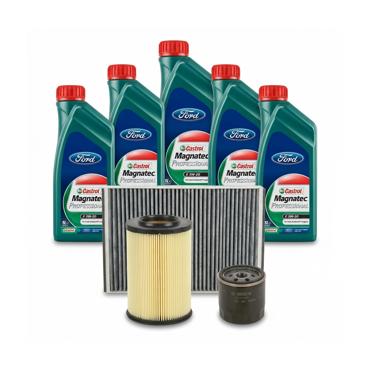 Kit revizie ulei Castrol Magnatec Professional Ford 5W-20 + filtre Ford Focus 3 1.6 Ti 85 CP – Bosch