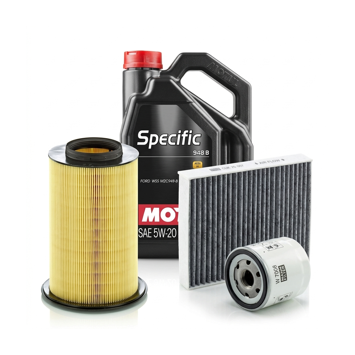 Kit revizie ulei Motul SPECIFIC 948B 5W-20 + filtre Ford Focus 3 1.6 Ti 85 CP – MANN