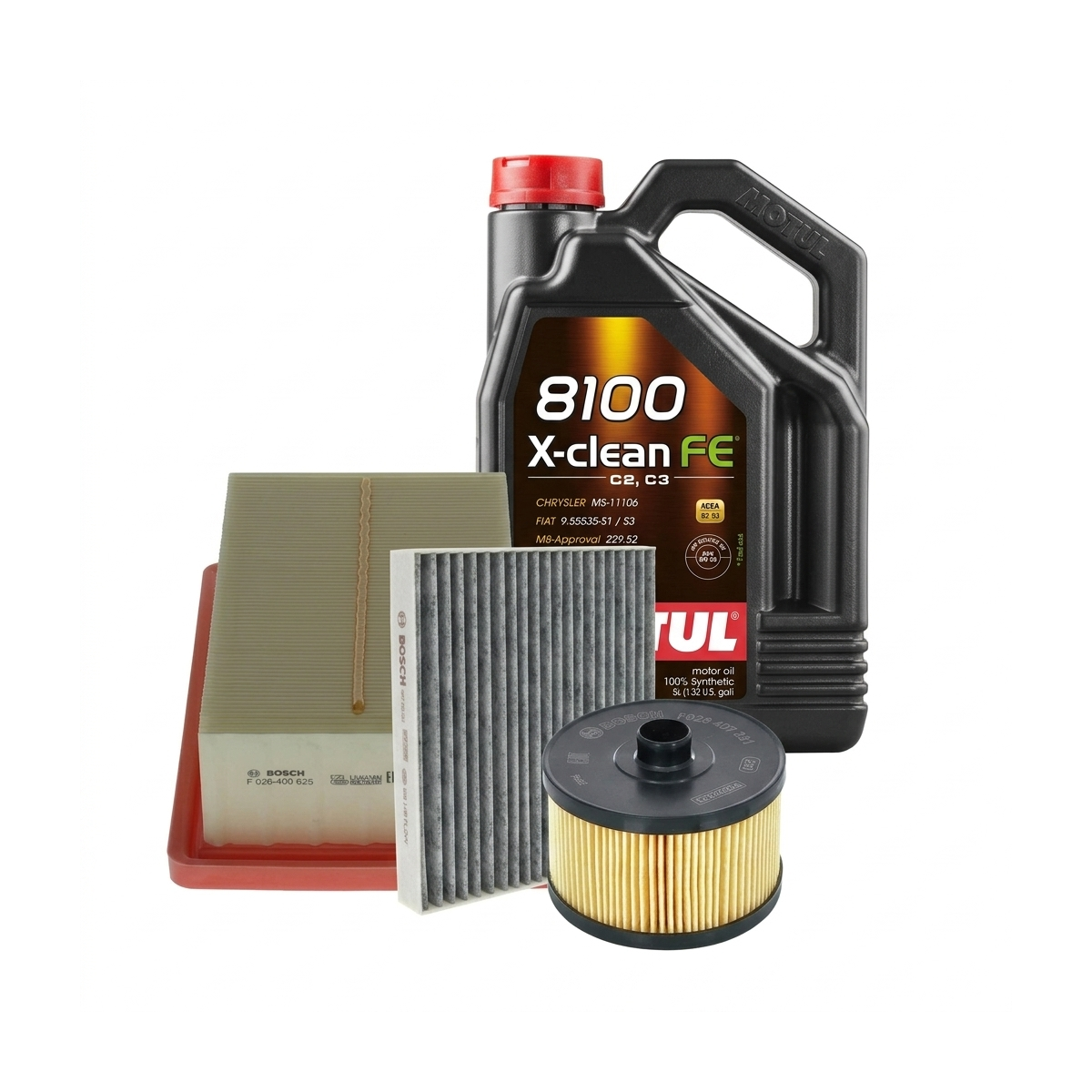 Kit revizie ulei Motul 8100 X-CLEAN FE 5W-30 + filtre Renault Clio 5 1.0 LPG 91 CP – Bosch