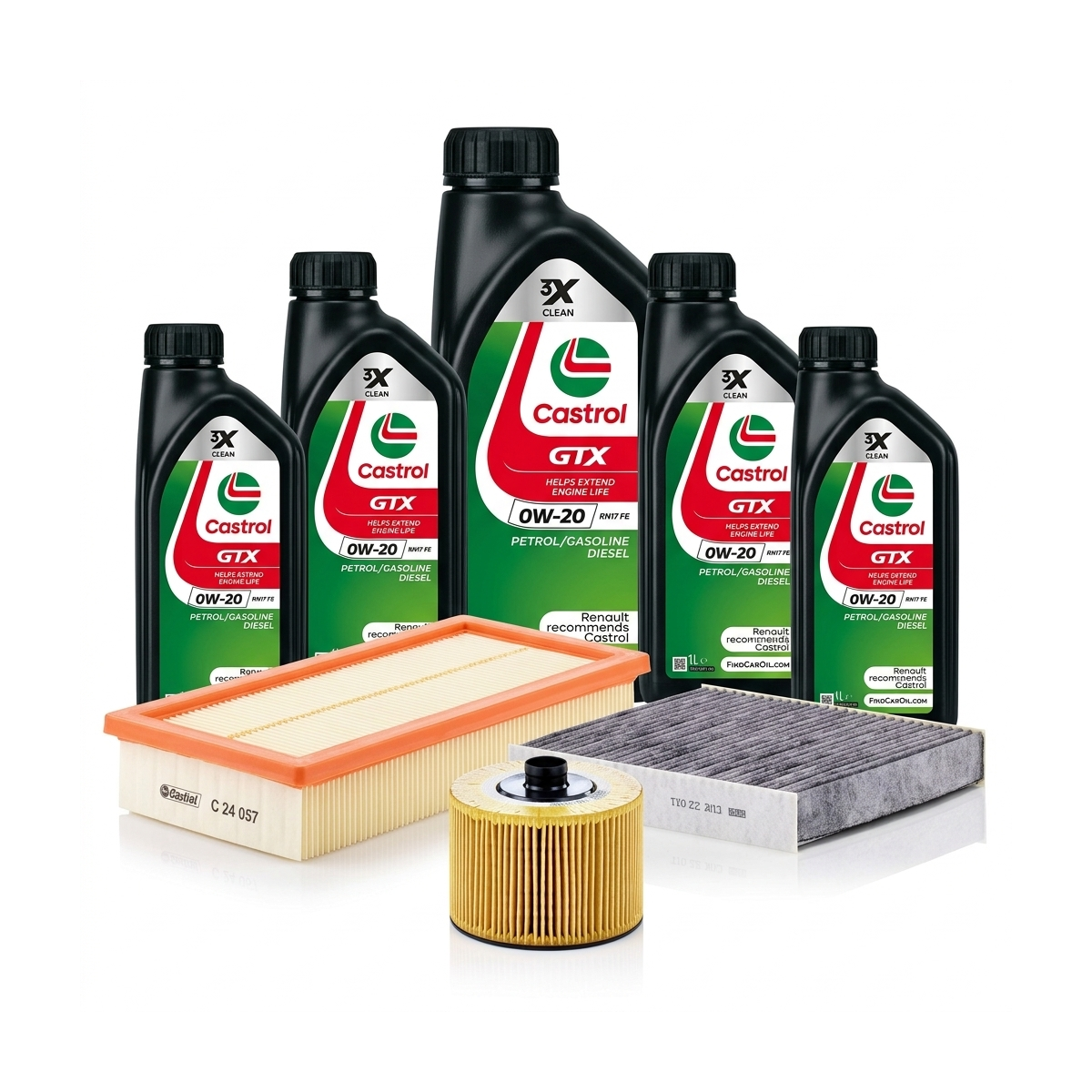 Kit revizie ulei Castrol GTX 0W-20 RN 17 FE + filtre Renault Clio 5 1.0 LPG 91 CP – MANN
