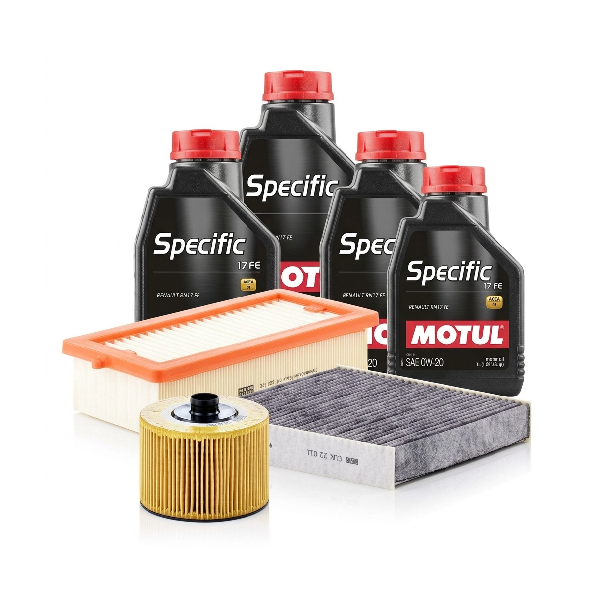Kit revizie ulei Motul SPECIFIC 17 FE 0W-20 + filtre Renault Clio 5 1.0 LPG 91 CP – MANN