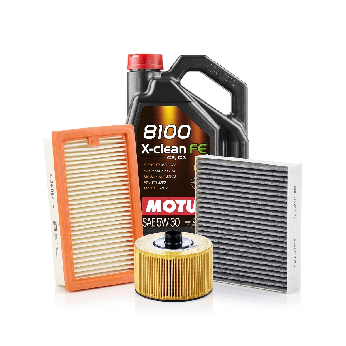 Kit revizie ulei Motul 8100 X-CLEAN FE 5W-30 + filtre Renault Clio 5 1.0 LPG 91 CP – MANN
