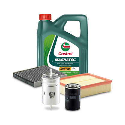 Kit revizie ulei Castrol MAGNATEC 5W-40 A3/B4 + filtre VW Passat B5.5 1.6 102 CP – MANN