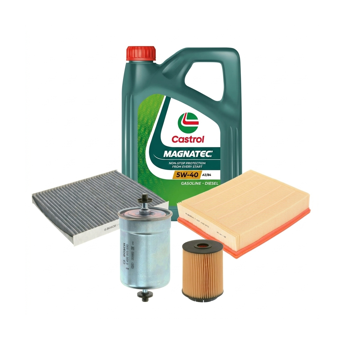 Kit revizie ulei Castrol MAGNATEC 5W-40 + filtre VW Passat B5.5 2.3 V5 170 CP – Bosch