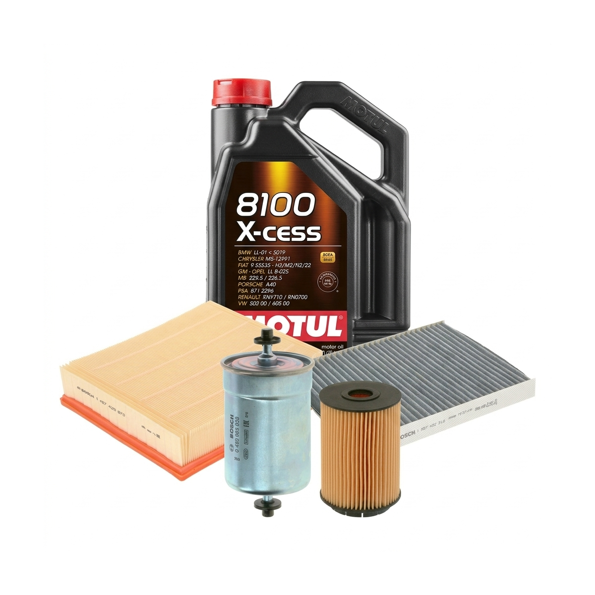 Kit revizie ulei Motul 8100 X-CESS 5W-40 + filtre VW Passat B5.5 2.3 V5 170 CP – Bosch