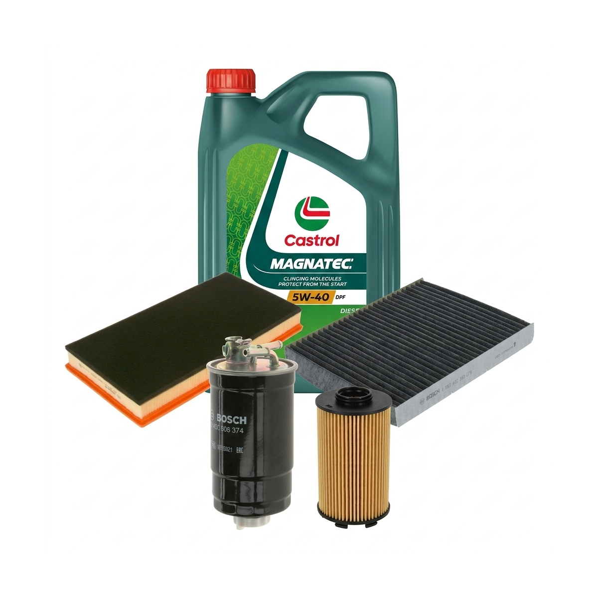 Kit revizie ulei Castrol MAGNATEC 5W-40 DPF + filtre VW Golf 4 1.9 TDI 4motion 150 CP – Bosch