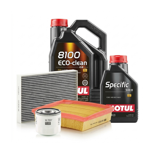 Kit revizie ulei Motul 8100 ECO-CLEAN 0W-30 + filtre Ford Kuga 3 2.5 Hybrid Flex 190 CP – MANN
