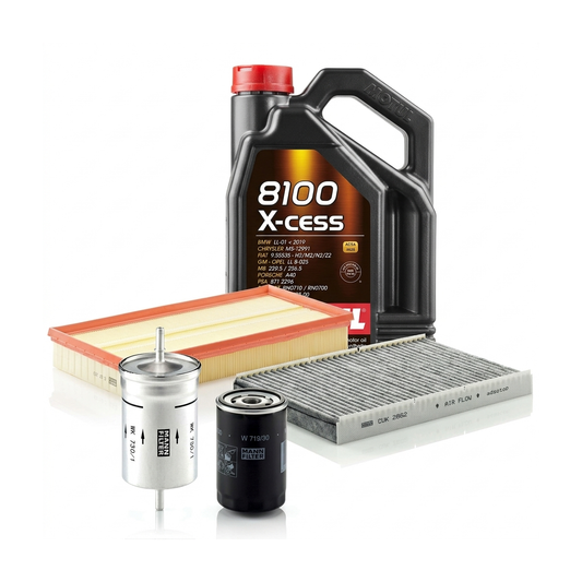 Kit revizie ulei Motul 8100 X-CESS 5W-40 + filtre VW Golf 4 1.6 102 CP – MANN