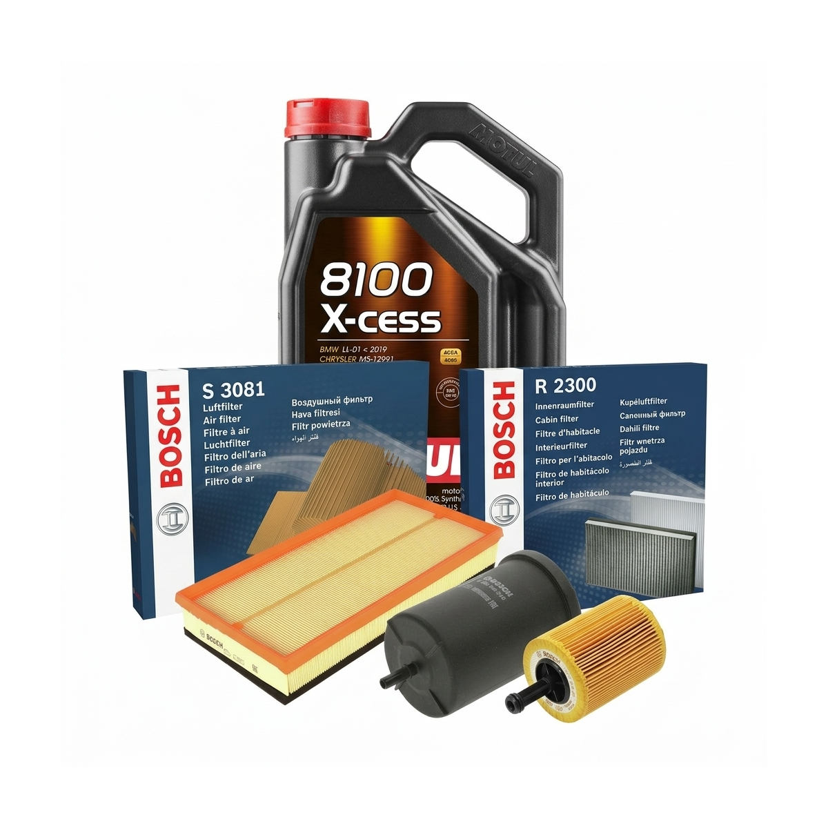Kit revizie ulei Motul 8100 X-CESS 5W-40 + filtre VW Golf 4 2.3 V5 4motion 170 CP – Bosch