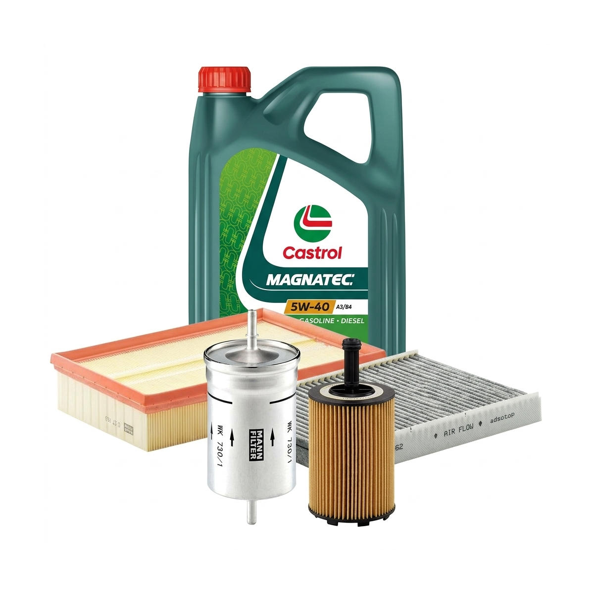 Kit revizie ulei Castrol MAGNATEC 5W-40 + filtre VW Golf 4 2.3 V5 4motion 170 CP – MANN