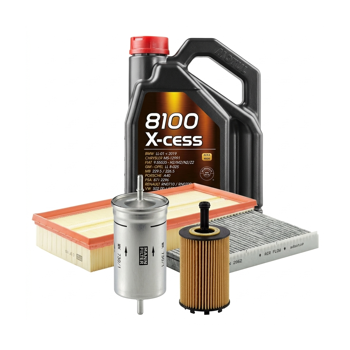 Kit revizie ulei Motul 8100 X-CESS 5W-40 + filtre VW Golf 4 2.3 V5 4motion 170 CP – MANN
