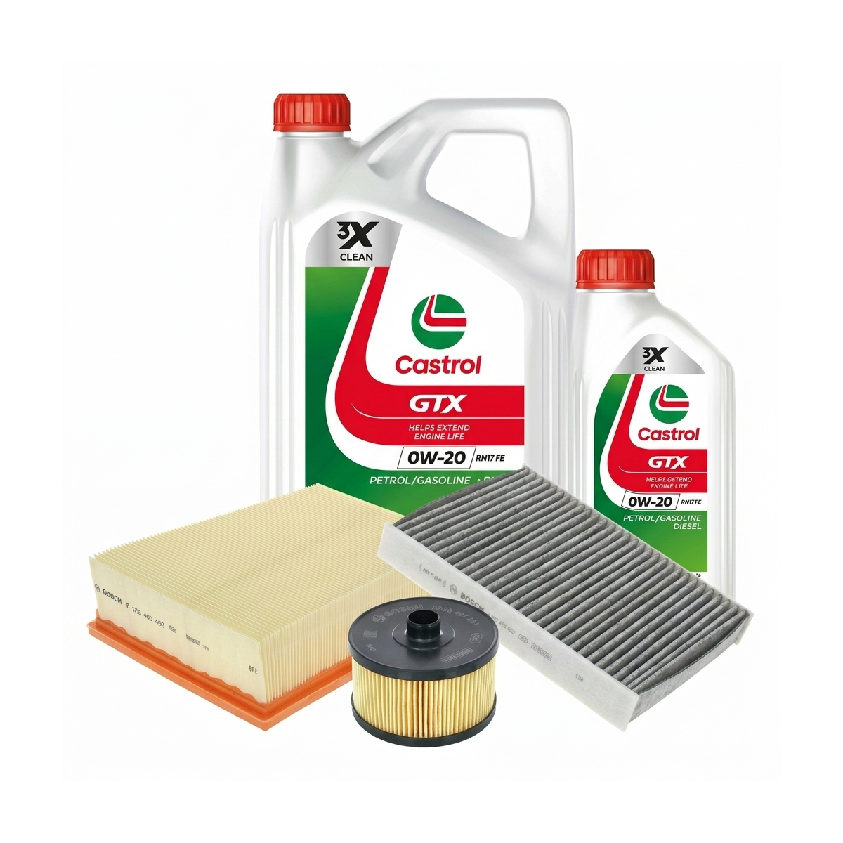 Kit revizie ulei Castrol GTX 0W-20 RN 17 FE + filtre Renault Talisman LP 1.3 TCe 140 CP – Bosch