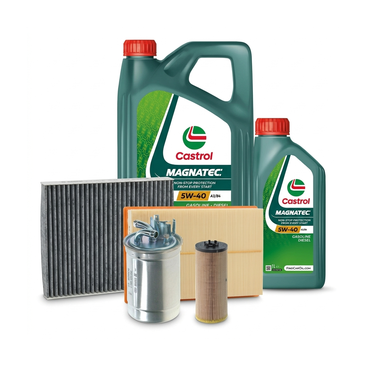Kit revizie ulei Castrol MAGNATEC 5W-40 A3/B4 + filtre VW Passat B5.5 2.5 TDI 4motion 150 CP – Bosch
