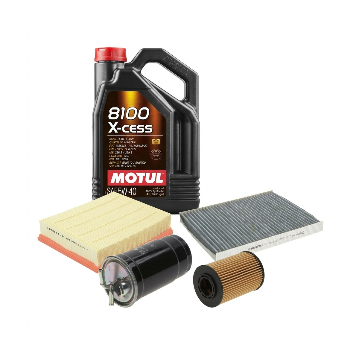 Kit revizie ulei Motul 8100 X-CESS 5W-40 + filtre VW Passat B5.5 1.9 TDI 4motion 130 CP – Bosch