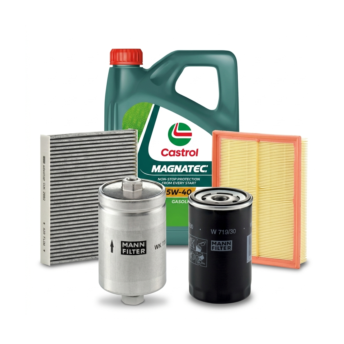 Kit revizie ulei Castrol MAGNATEC 5W-40 A3/B4 + filtre VW Passat B5.5 2.0 4motion 115 CP – MANN