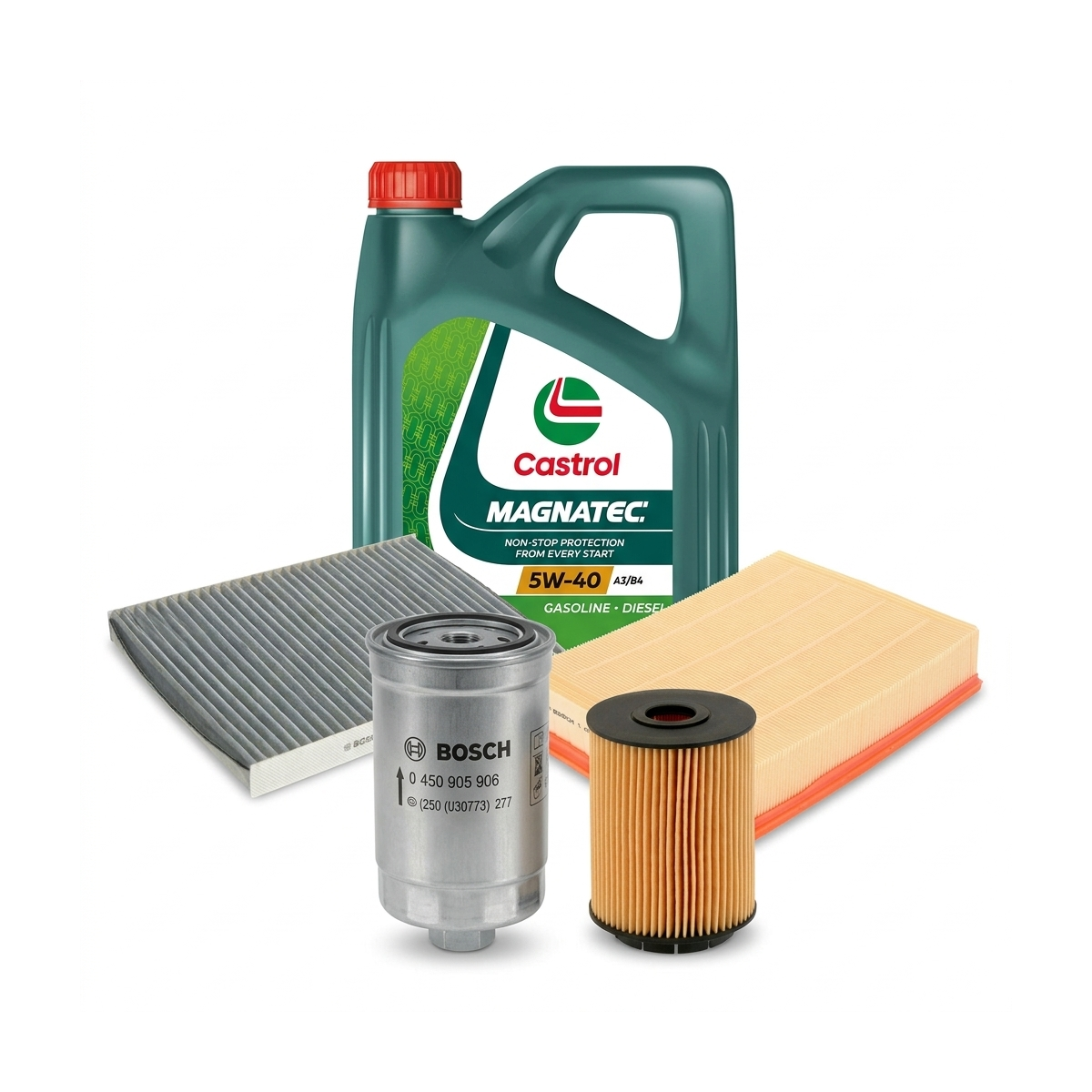 Kit revizie ulei Castrol MAGNATEC 5W-40 A3/B4 + filtre VW Passat B5.5 2.3 V5 4motion 170 CP – Bosch