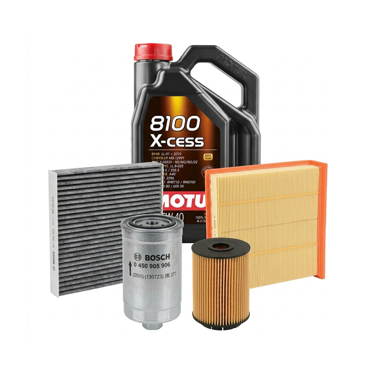 Kit revizie ulei Motul 8100 X-CESS 5W-40 + filtre VW Passat B5.5 2.3 V5 4motion 170 CP – Bosch