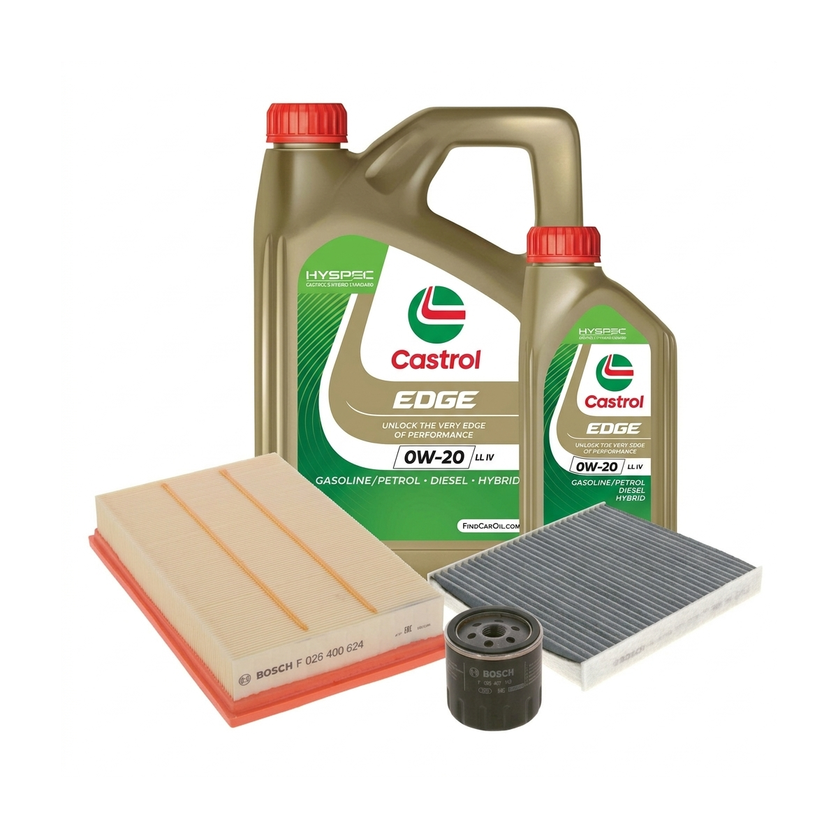 Kit revizie ulei Castrol EDGE 0W-20 LL IV + filtre VW Golf 8 1.5 TSI 116 CP – Bosch