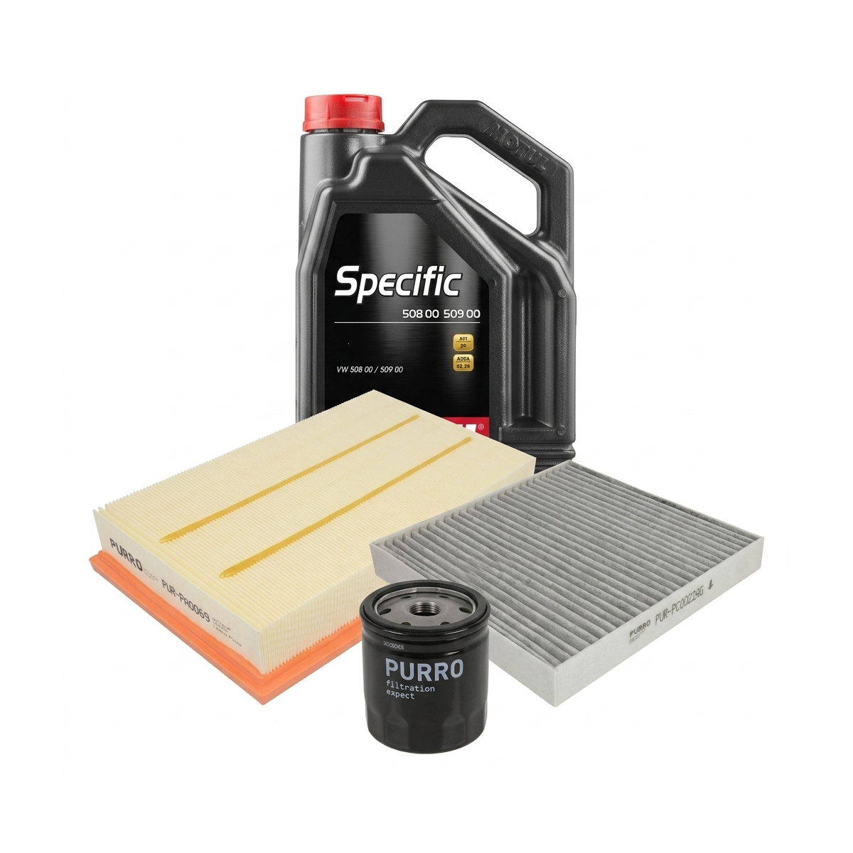 Kit revizie ulei Motul SPECIFIC 508 00 509 00 0W-20 + filtre VW Golf 8 1.5 TSI 116 CP – PURRO