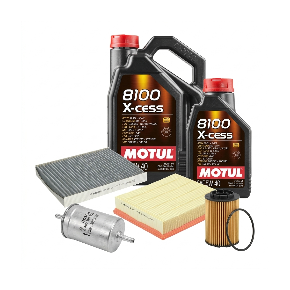 Kit revizie ulei Motul 8100 X-CESS 5W-40 + filtre VW Passat B5.5 4.0 W8 4motion 275 CP – Bosch
