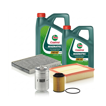 Kit revizie ulei Castrol MAGNATEC 5W-40 A3/B4 + filtre VW Passat B5.5 4.0 W8 4motion 275 CP – MANN