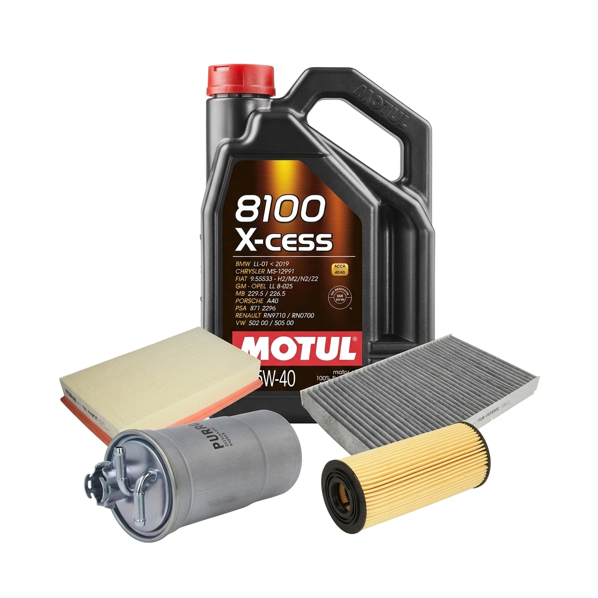 Kit revizie ulei Motul 8100 X-CESS 5W-40 + filtre VW Golf 4 1.9 TDI 4motion 130 CP – PURRO