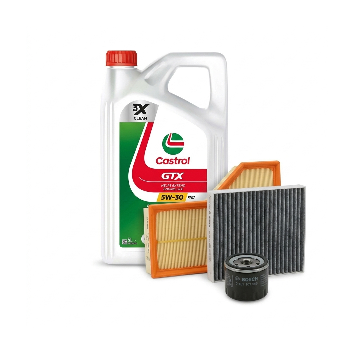 Kit revizie ulei Castrol GTX 5W-30 RN17 + filtre Renault Megane 3 1.6 16V 111 CP – Bosch