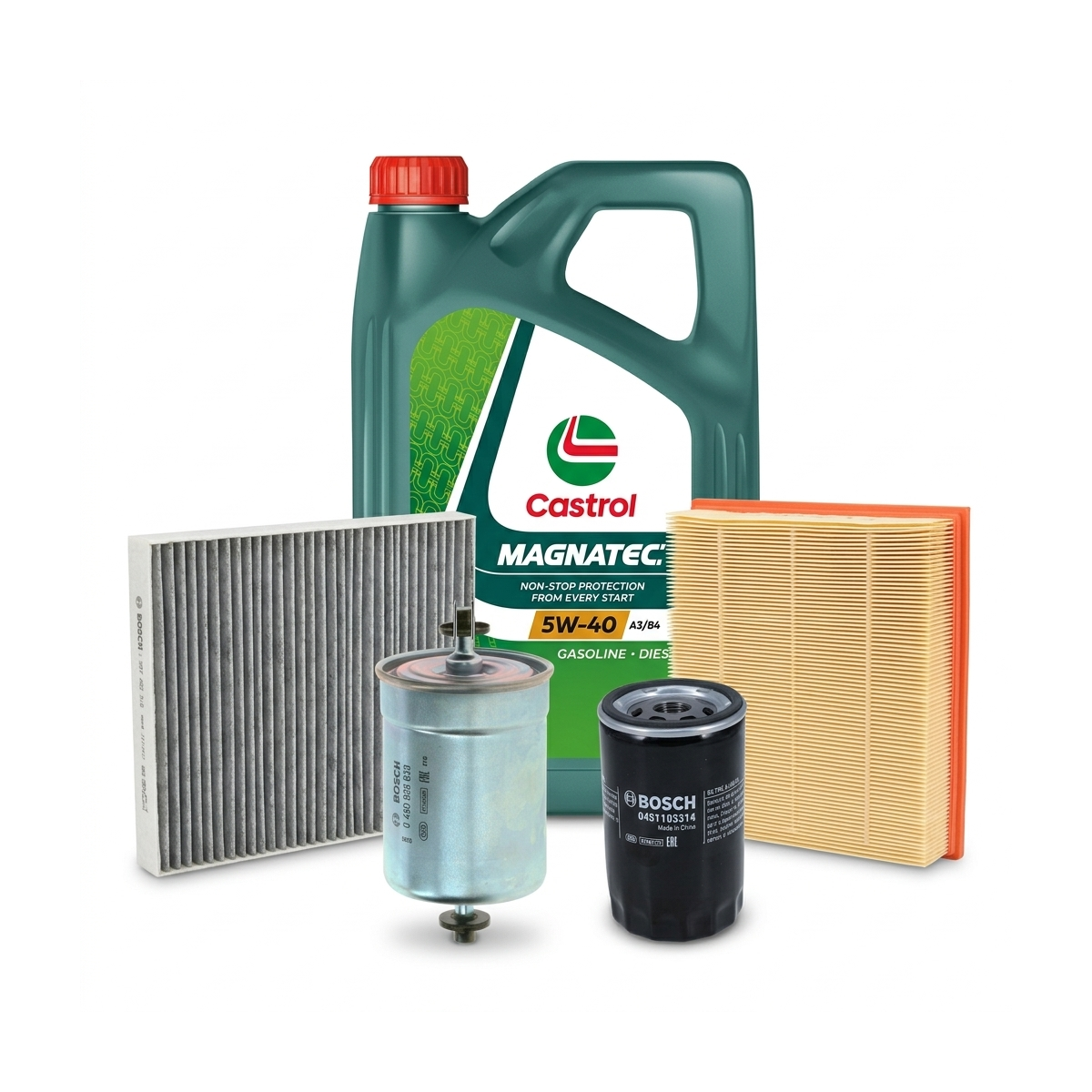 Kit revizie ulei Castrol MAGNATEC 5W-40 + filtre VW Passat B5.5 2.0 130 CP – Bosch