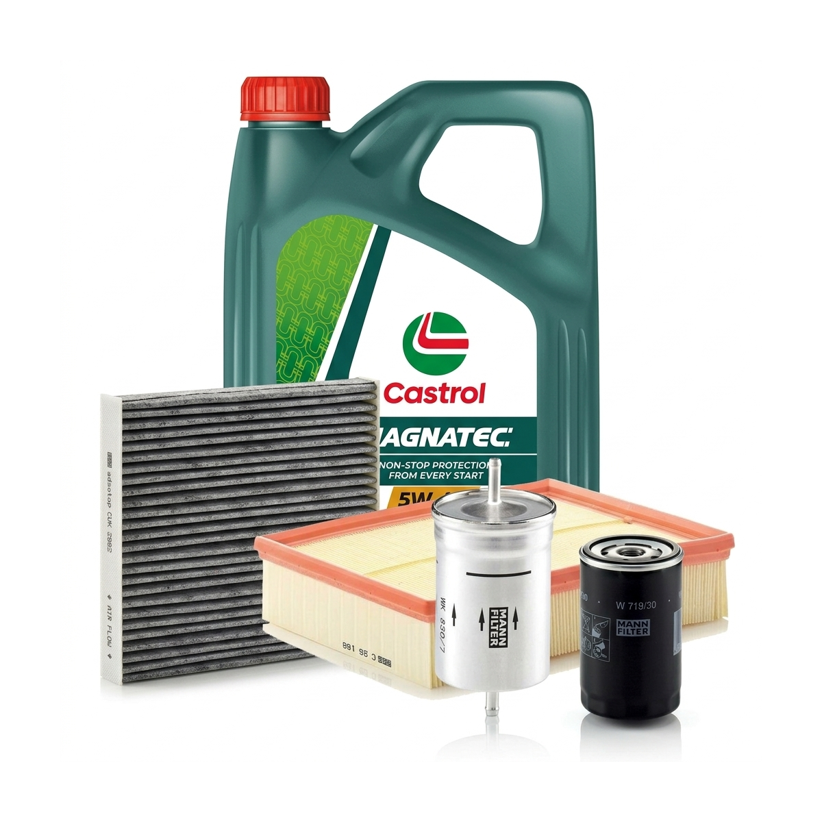 Kit revizie ulei Castrol MAGNATEC 5W-40 + filtre VW Passat B5.5 2.0 130 CP – MANN