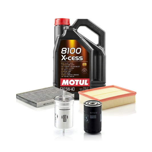 Kit revizie ulei Motul 8100 X-CESS 5W-40 + filtre VW Passat B5.5 2.0 130 CP – MANN