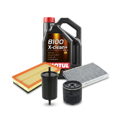Kit revizie ulei Motul 8100 X-CLEAN+ 5W-30 + filtre VW Golf 4 1.6 FSI 110 CP – Bosch