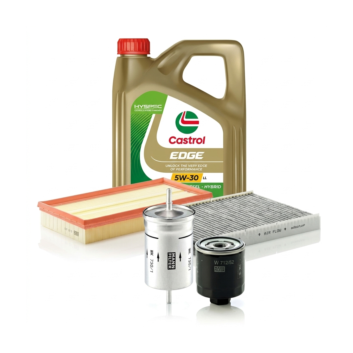 Kit revizie ulei Castrol EDGE 5W-30 LL + filtre VW Golf 4 1.6 FSI 110 CP – MANN