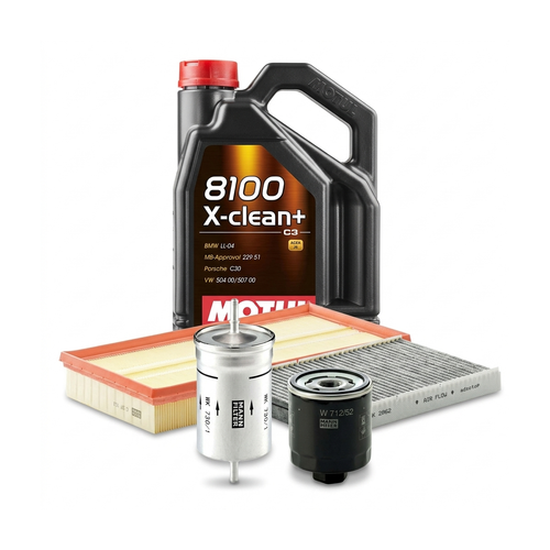 Kit revizie ulei Motul 8100 X-CLEAN+ 5W-30 + filtre VW Golf 4 1.6 FSI 110 CP – MANN