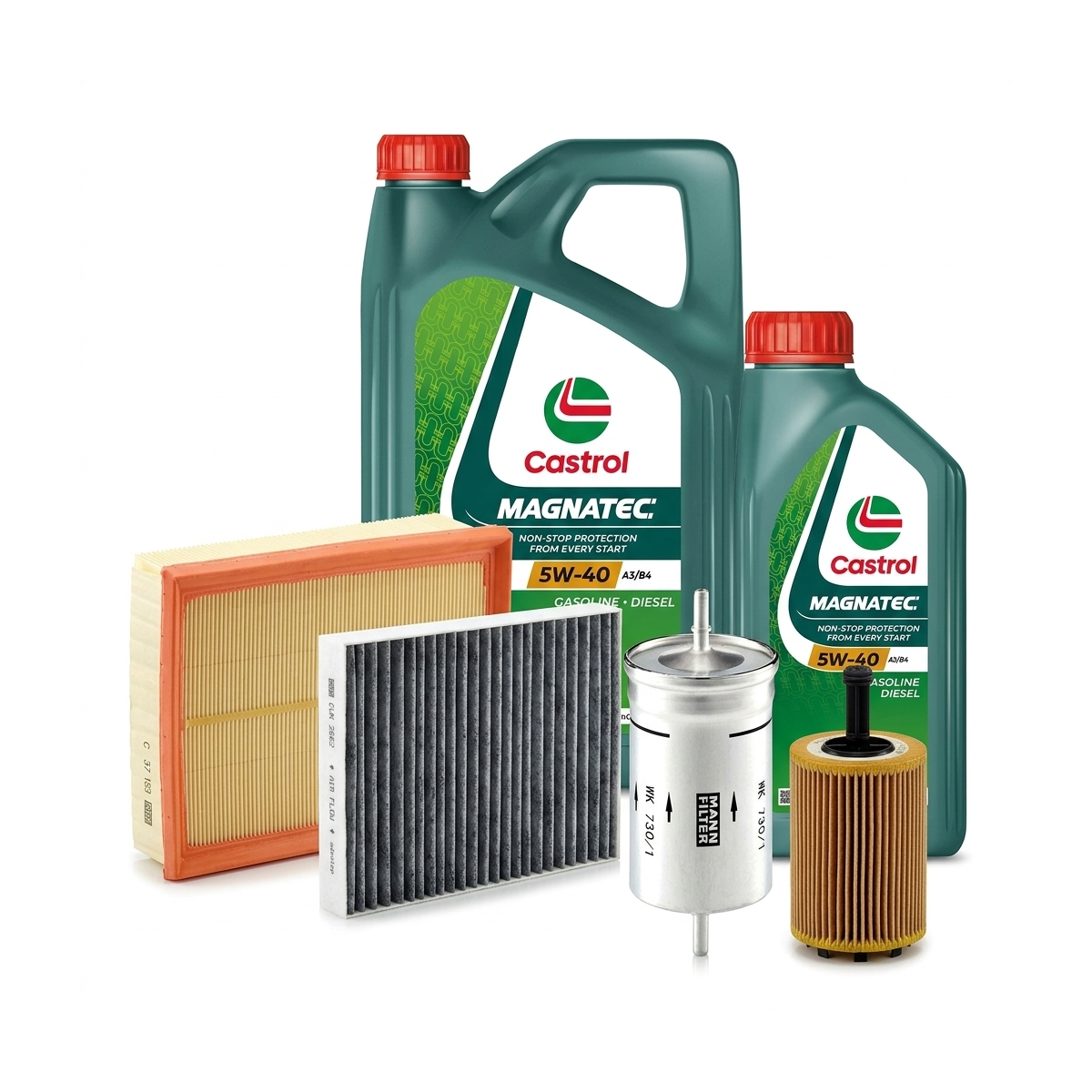 Kit revizie ulei Castrol MAGNATEC 5W-40 A3/B4 + filtre VW Golf 4 3.2 R32 4motion 241 CP – MANN