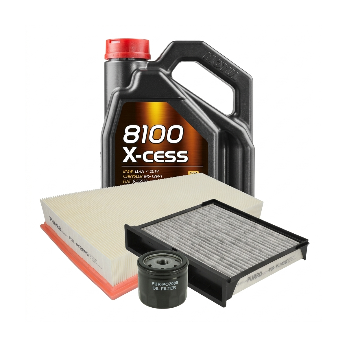 Kit revizie ulei Motul 8100 X-CESS 5W-40 + filtre Renault Megane 2 1.6 16V 113 CP – PURRO