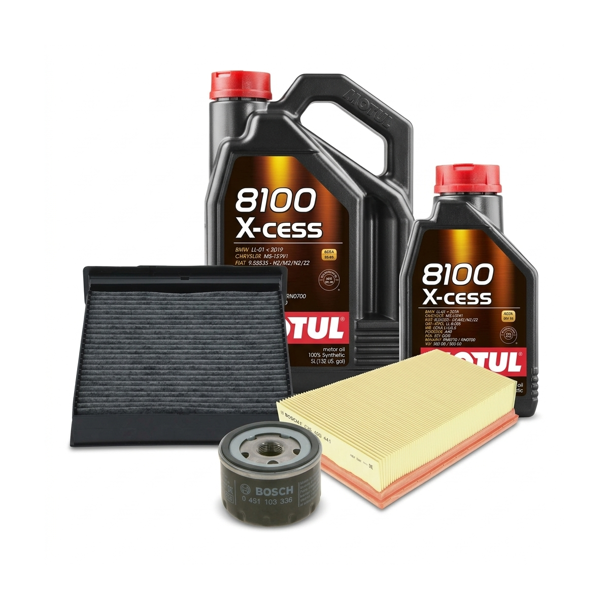 Kit revizie ulei Motul 8100 X-CESS 5W-40 + filtre Renault Megane 2 2.0 16V 135 CP – Bosch