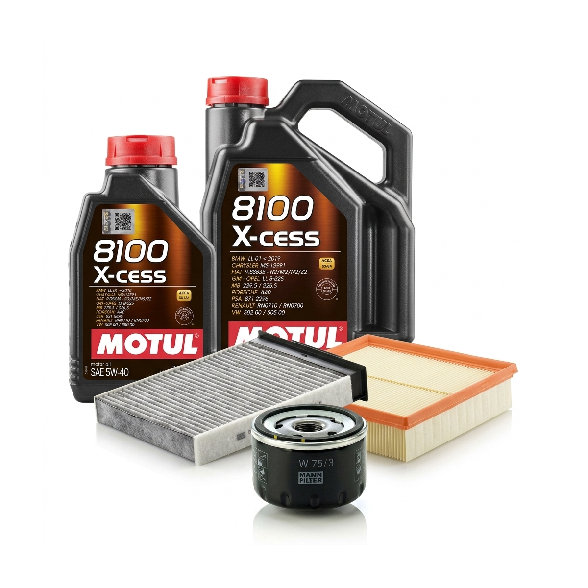 Kit revizie ulei Motul 8100 X-CESS 5W-40 + filtre Renault Megane 2 2.0 16V 135 CP – MANN