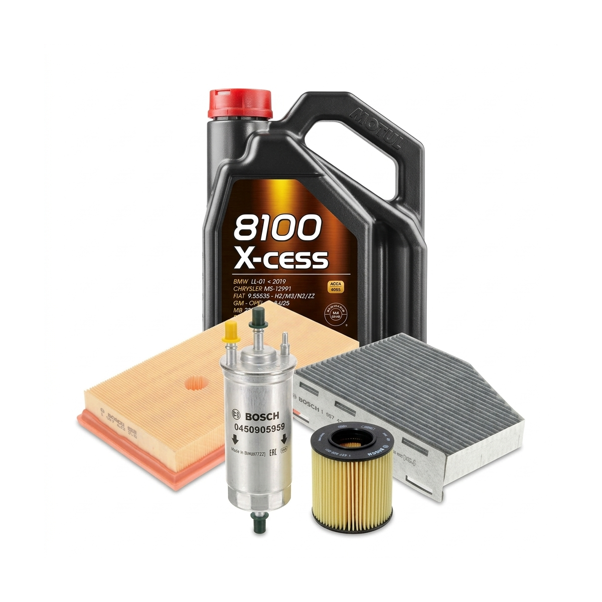 Kit revizie ulei Motul 8100 X-CESS 5W-40 + filtre VW Touran 1T1/1T2 1.6 FSI 115 CP – Bosch