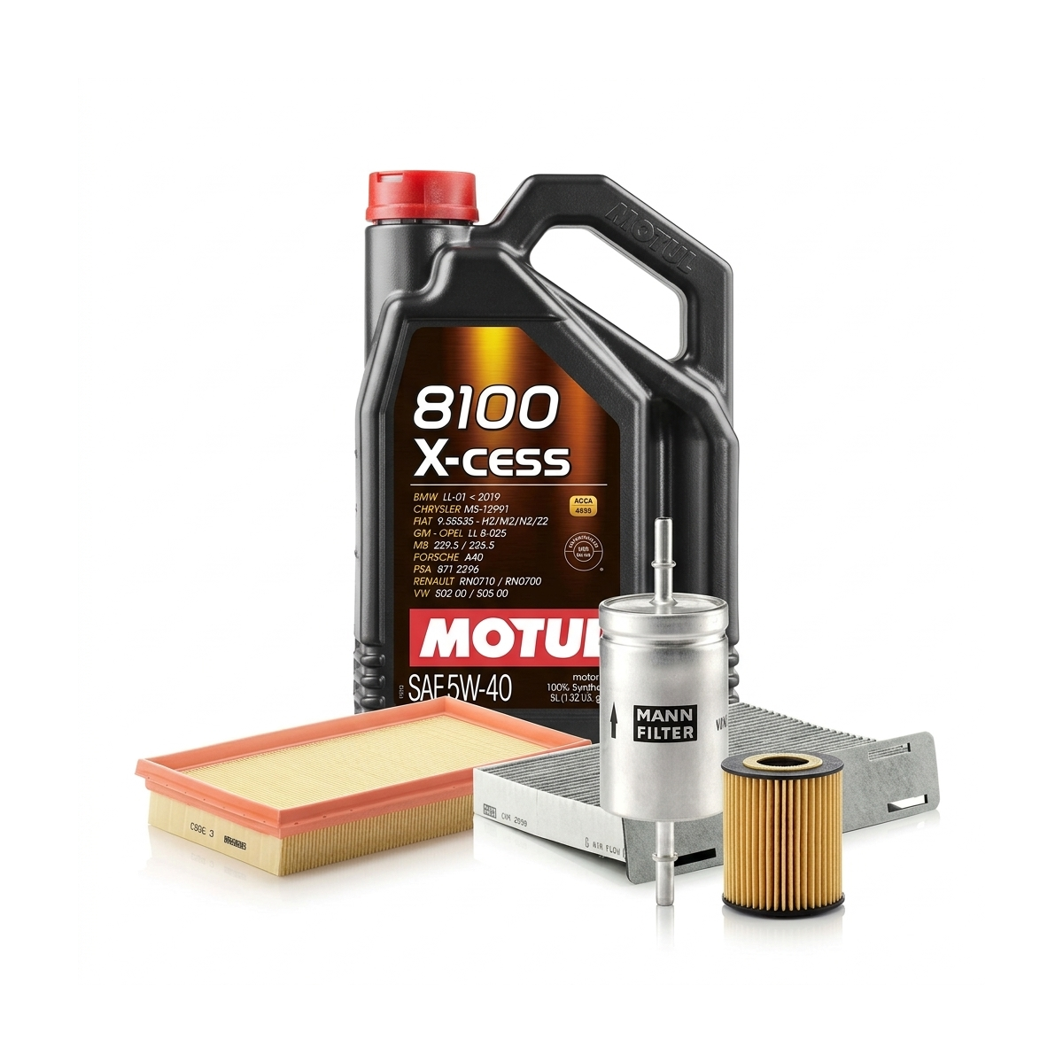 Kit revizie ulei Motul 8100 X-CESS 5W-40 + filtre VW Touran 1T1/1T2 1.6 FSI 115 CP – MANN