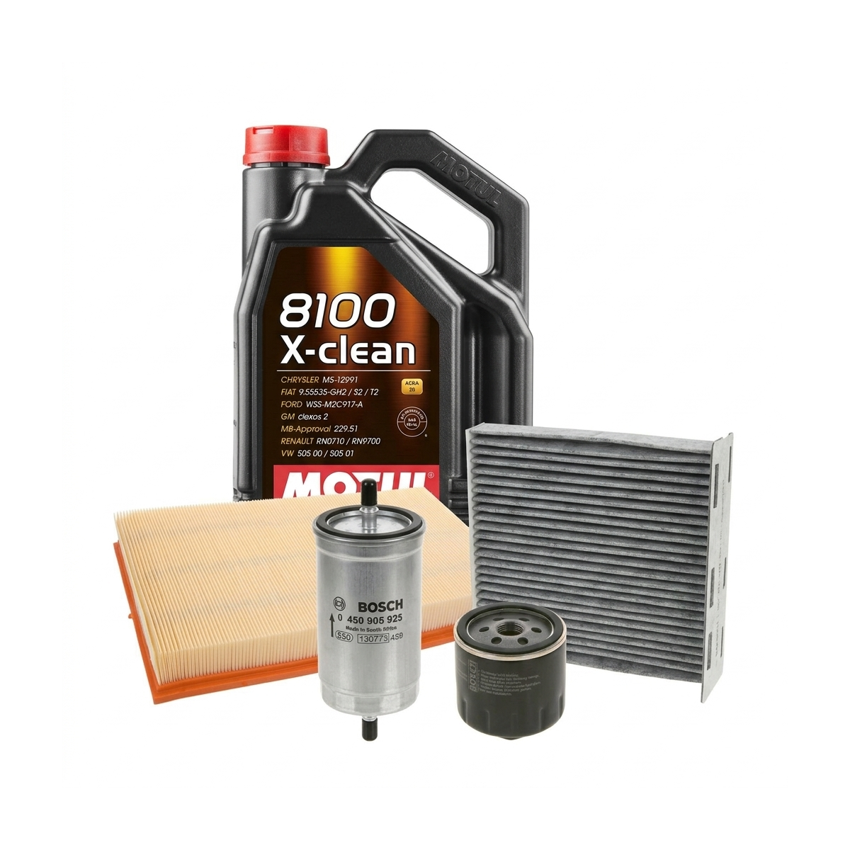 Kit revizie ulei Motul 8100 X-CLEAN 5W-40 + filtre VW Golf 5 1.4 16V 75 CP – Bosch