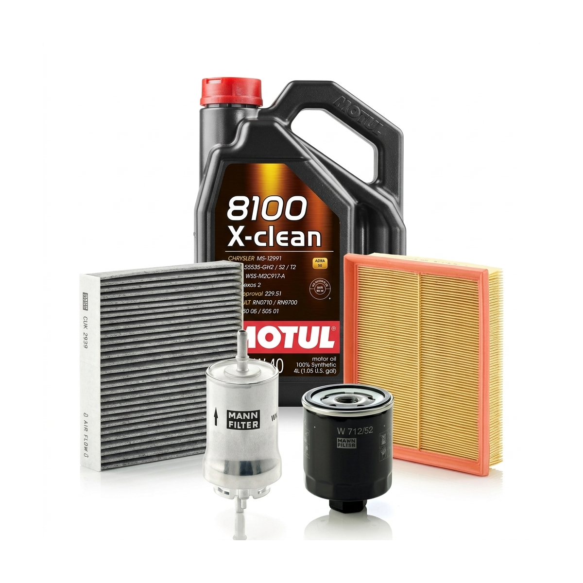 Kit revizie ulei Motul 8100 X-CLEAN 5W-40 + filtre VW Golf 5 1.4 16V 75 CP – MANN