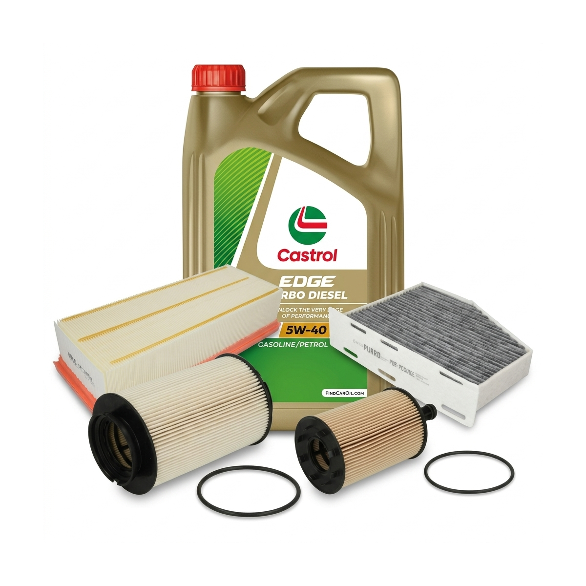 Kit revizie ulei Castrol EDGE Turbo Diesel 5W-40 + filtre VW Golf 5 2.0 TDI 16V 140 CP – PURRO