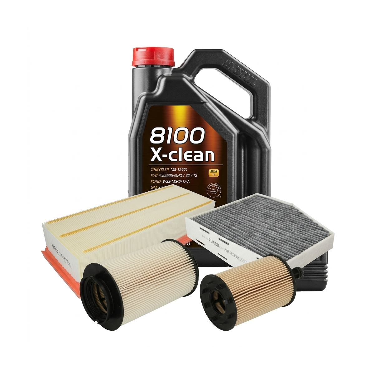 Kit revizie ulei Motul 8100 X-CLEAN 5W-40 + filtre VW Golf 5 2.0 TDI 16V 140 CP – PURRO