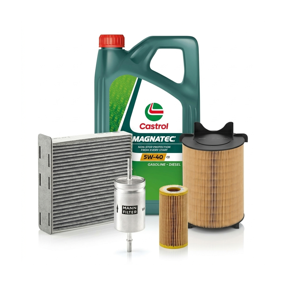 Kit revizie ulei Castrol MAGNATEC 5W-40 C3 + filtre VW Golf 5 2.0 FSI 150 CP – MANN
