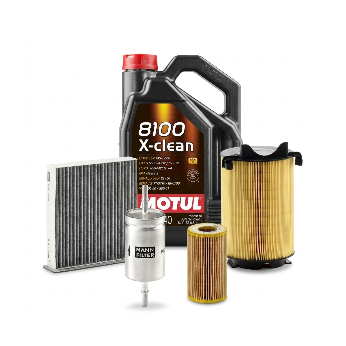 Kit revizie ulei Motul 8100 X-CLEAN 5W-40 + filtre VW Golf 5 2.0 FSI 150 CP – MANN