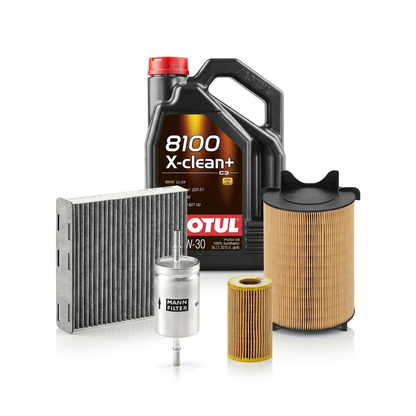 Kit revizie ulei Motul 8100 X-CLEAN+ 5W-30 + filtre VW Golf 5 2.0 FSI 150 CP – MANN
